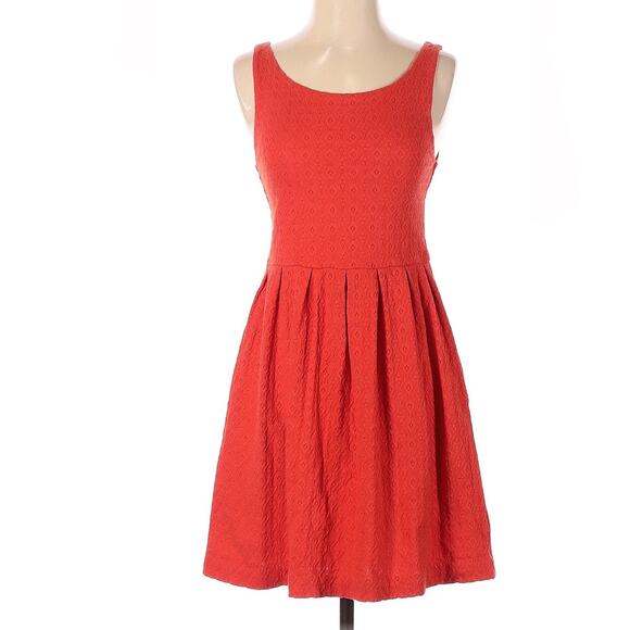 Anthropologie Deletta's Torchon Orange Embossed Fit And Flare Dress Size XS - Picture 2 of 7